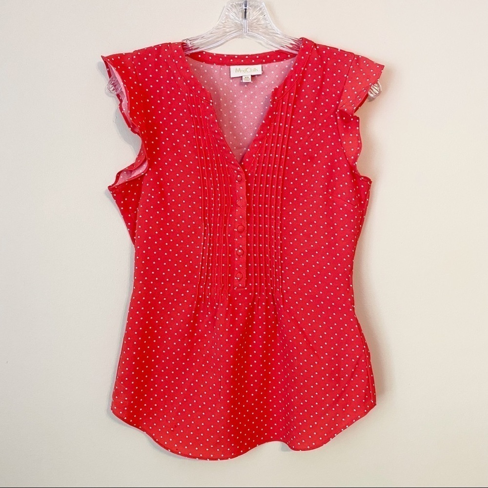 ModCloth Polka Dot Flutter Sleeve Top - XS